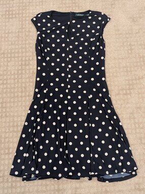 Ralph Lauren Polka-Dot Jersey Dress - Women's sz S